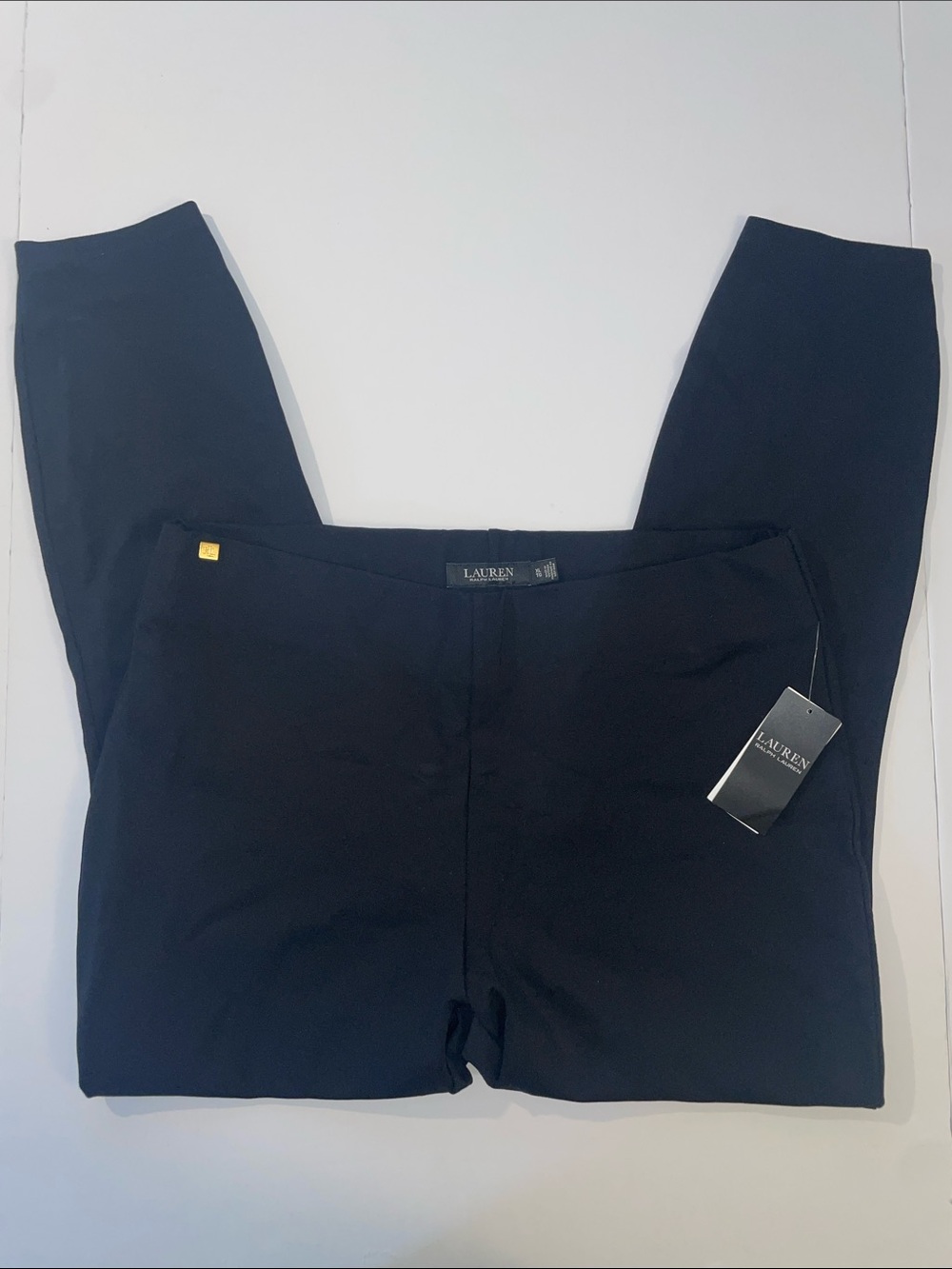 NWT Lauren Ralph Lauren Black Stretch Ponte Skinny Trousers